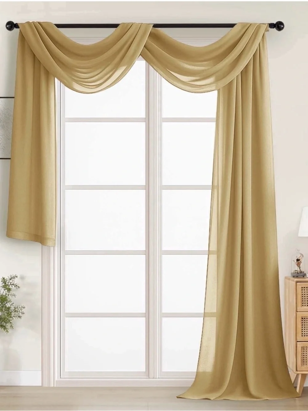 Gold Sheer Window Scarf Valance